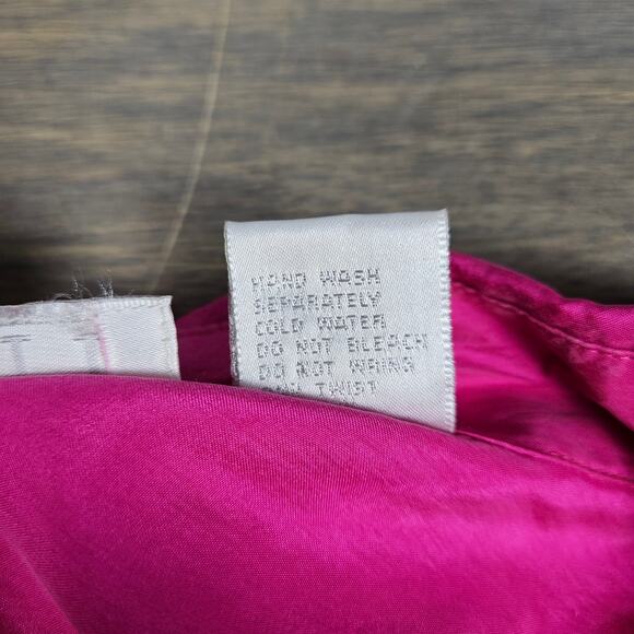 Vintage Y2K Moda Women Medium 100% Silk Pink Button Front Blouse Long Sleeve - Picture 5 of 7